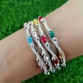 Fancy Silver Metal Bangles Set. 