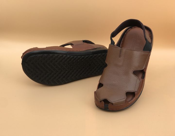 Pure Leather Crocs Sandal For Men Color Brown Daraz.pk