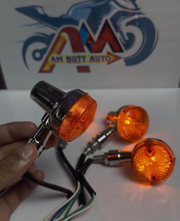 Classic Chrome Bike Turn Signal Lights – Universal Fit (4 Pieces)/Round ...