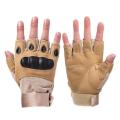 Army Military Half Finger Gloves For Men - Brown. 