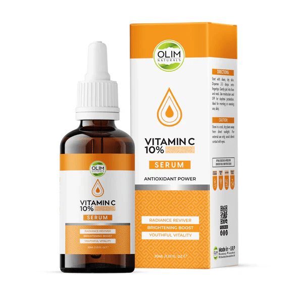 Olim Naturals - 10% Pure Vitamin C Serum with Hyaluronic Acid for Face Visibly Brightens Skin, Reduces Fine Lines & Wrinkles, Hydrates & Protects Skin