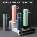 Stainless Steel Water Bottle, Insulated Travel Mug with Leakproof Cup Lid & Handle, 500ml Double Walled Vacuum Flask, Coffee Cup Drink Bottle Keep 12h Hot & Cold for Gym Home Office Outdoor, Blue. 
