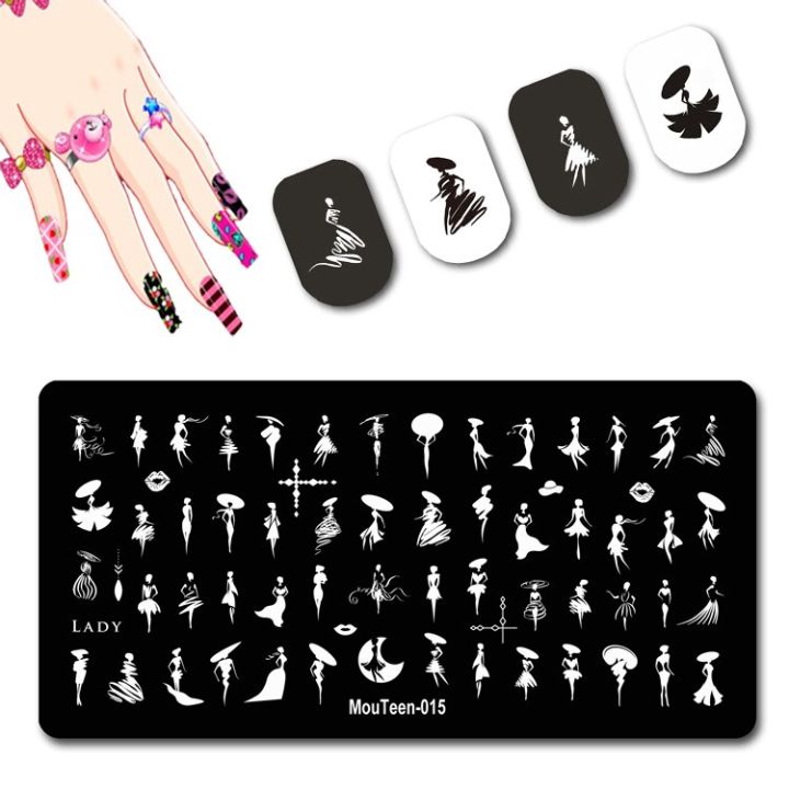 DISNEY New Cartoon Figure Nail Stamping Plates Cute Ear Stamping Plate Mouse Character Nail Art Templates #064