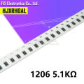 100PCS 1206 SMD Resistor 5.1K ohm chip resistor 0.25W 1/4W 5K1 512 new original. 