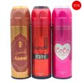 Body Spray Pack of 3 For Men Gift | Big Bottle 200ml ASEEL | Dundill Red | COCO by FRESHRITE Value Budget pack For Men & Women Gents and Ladies Deodorants Body Spray Imported High Quality By Lucky Long Lasting Women And Men Gift Whole Sale Gifting. 