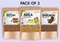 Pack of 3 Amla Reetha Shikakai Powder / Amla Retha Sekakai Powder. 