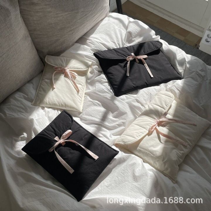 Korean Ballet Style 14 Inch Laptop Bag Bow Quilted 1 Inch ipad Liner Bag Tablet Protective Sleeve