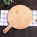 Wooden Pizza board Round with Hand Pizza Pan Baking Tray Pizza Cutting Board Platter Pizza Bamboo Cake Pan Bakeware (9 Inches). 
