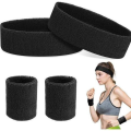 Headband and Wrist Band Set for Men and Women Sweat Absorbing Sports Set for Gym Running Fitness Training. 