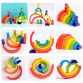 Wood Rainbow Natural Toy Children Block Rainbow Toy Building Block Educational Kindergarten Supplies Baby Toy. 