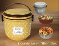Double Layer Tiffon Lunch Box Food Carrier with Insulation Mix/Random Color Ideal for Travel Work and Picnics. 