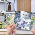 6x6 size Peel and stick backsplash tile stickers Decorative Self-adhesive Heat resistant Self adhesive kitchen tile decals Water resistant Glossy finish Bathroom splashback film for Home decor. 
