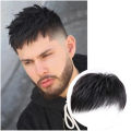Wig men's short hair, inches, hair patch on top of the head, imitation human wig piece. 
