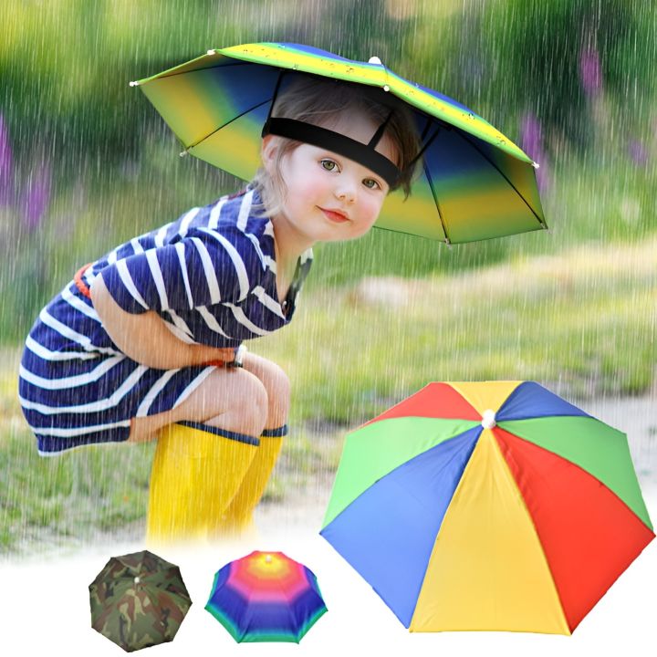 Portable Rain Umbrella Hat Foldable Outdoor Pesca Sun Shade Anti