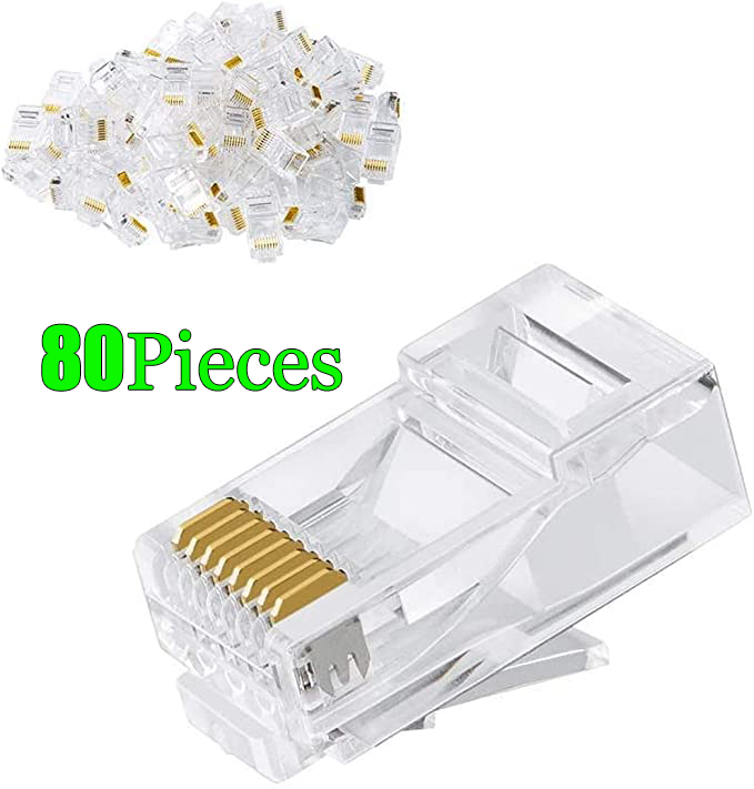 CableCreation Cat6 RJ45 Ends, 100-PACK Cat6 Connector, Cat6a  Cat5e RJ45 Connector, Ethernet Cable Crimp Connectors UTP Network Plug for Solid Wire and Standard Cable, Transparent