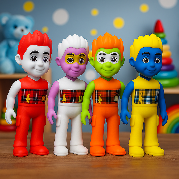 4 Pcs Set - Cartoon Character Play With Jan Action Figure Toys - Mini Jaan Game Moveable ActionFigure 4.5 cm - Animated Men Hero Figure Toy For Kids Boys Girls