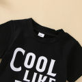 Baby Boys Summer Clothes Letter Print Short Sleeve T-shirt Tops with Stretch Casual Drawstring Pants Set. 