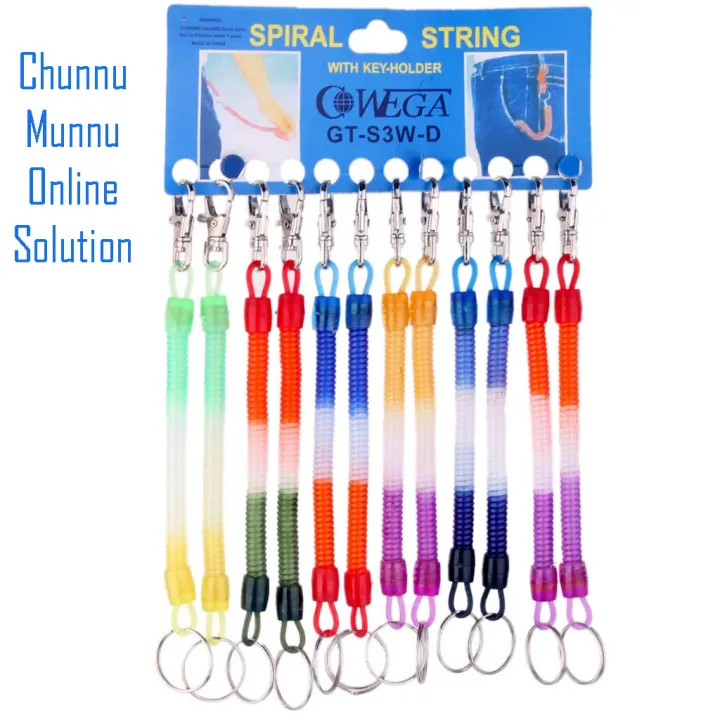 Elastic%20Spring%20Key%20chain%20with%20Ring%20and%20Hook%20Best%20for%20Bike%20Keys%20Multi-Shaded%20by%20CMOS%20(12%20KeyChains)%20-%20Image%205