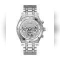 Guess Mens Silver Case with Crystals Silver Glitz Multi-Function Dial with Crystals Silver Steel Bracelet with Crystals Watch-GW0261G1. 
