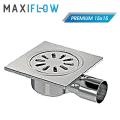 Bath Drain Premium GMP Drain 6"x6" stainless steel Horizontal Made in Turkey Square Bathroom Drain Shower Drain Kitchen Floor Removeable Tile Insert Drain Cover Insect Proof Deodorizing Large Flow. 