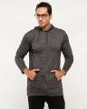 Black Polyester Cotton Hooded T-Shirt. 