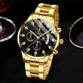 Fashion Men’s Stainless Steel Watches Dummy Three Eyes Six Pin Luxury Quartz Wristwatch Calendar Clock Men Business Casual Watch. 