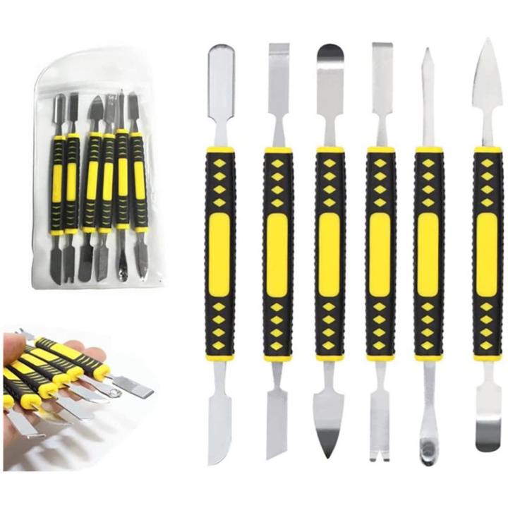 6Pcs Universal Mobile Phone Repair Opening Tool Metal Steel Kits Pry Disassemble Phone Repair Dismantling Crowbar Hand Tool Set