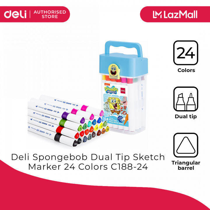Deli Spongebob Dual Tip Sketch Marker  Colors