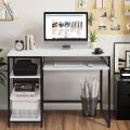 Computer Table with 3 Tier Bottom Storage & Keyboard Tray -Modern Tabletop Office Desk. 