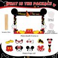 Happy Birthday Photo Booth Props Selfie Frame, Birthday Party Large Photo Frame and 10 Selfie Props Kit, DIY Happy Birthday Selfie Props Set for Boys and Girls Birthday Party Favors. 