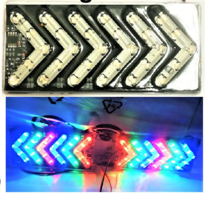 1pc Arrow Panel Turn Signal 5 Modes Flashing Multi Color LED Left Right Warning Stickable 12v Light For Car and Motorcycle