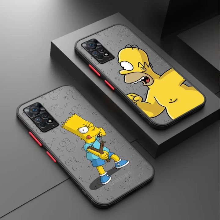 Bart Simpson Cartoon Homers Matte Case For Xiaomi Redmi Note 11S 8 Pro 12 5G 9S 13 Pro 8T 11Pro Plus 7 12S 10 13 9 Fundas Cover