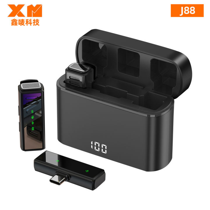 Original factory private model J88 live broadcast noise reduction shooting mini charging compartment digital display wireless collar microphone