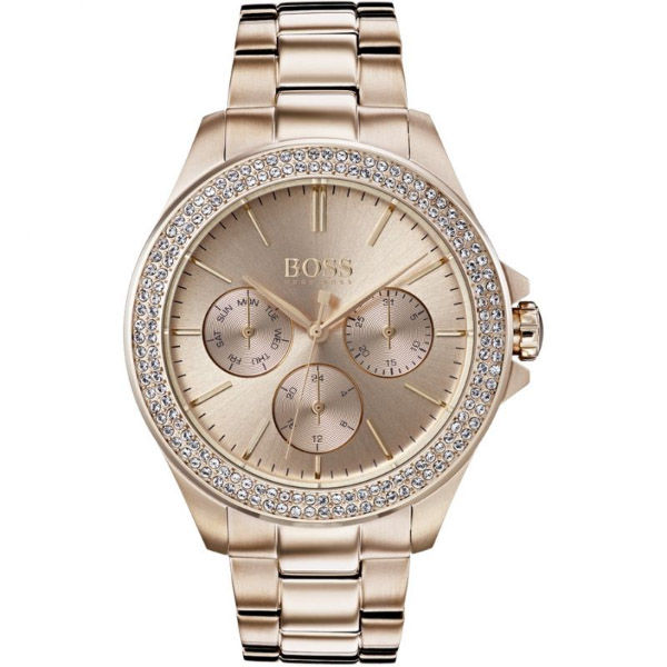 Hugo Boss Premiere Gold Stainless Steel Gold Dial Quartz Watch for Ladies - 1502443