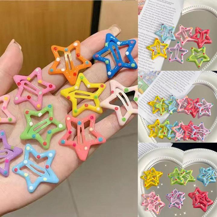 Colorful Star BB Hairclips Women Y2K Snap Hairpins Side Hair Barrettes Cool Girls Clip Boutique Kids Hair Accessories