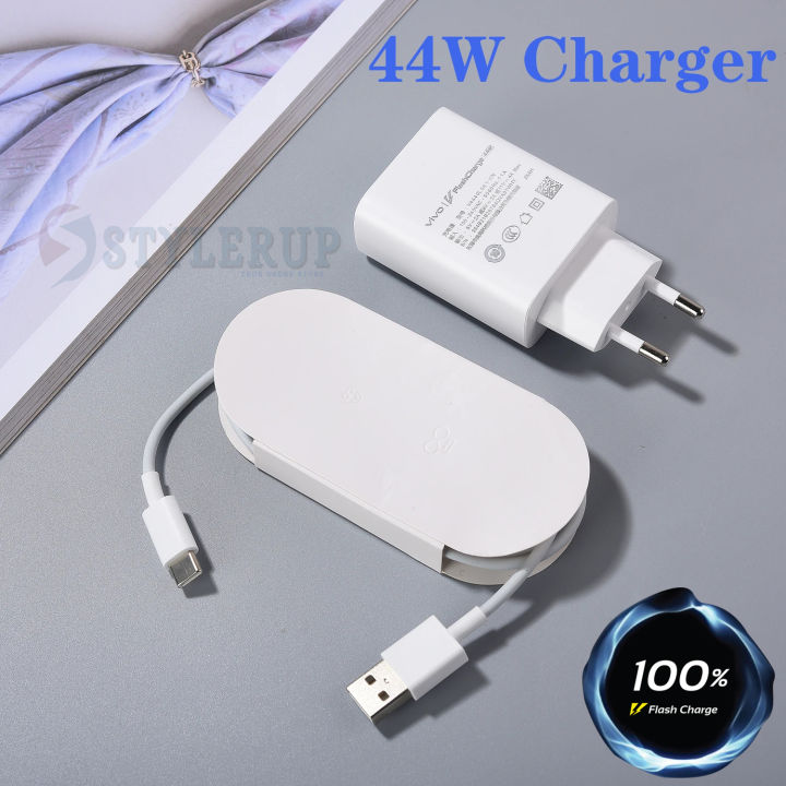 Vivo 44w Flash charger Original Vivo_ Dual Engine charger for Vivo_V20 Se V19 V20 V23 V23e 5G V23 5G V25 Pro 5G V25e Y35 V25 5G V29e 5G Y27s V21 V21e V17 Pro X50 Pro X60 Fast Flash Charging Dual Engine Charging Charge
