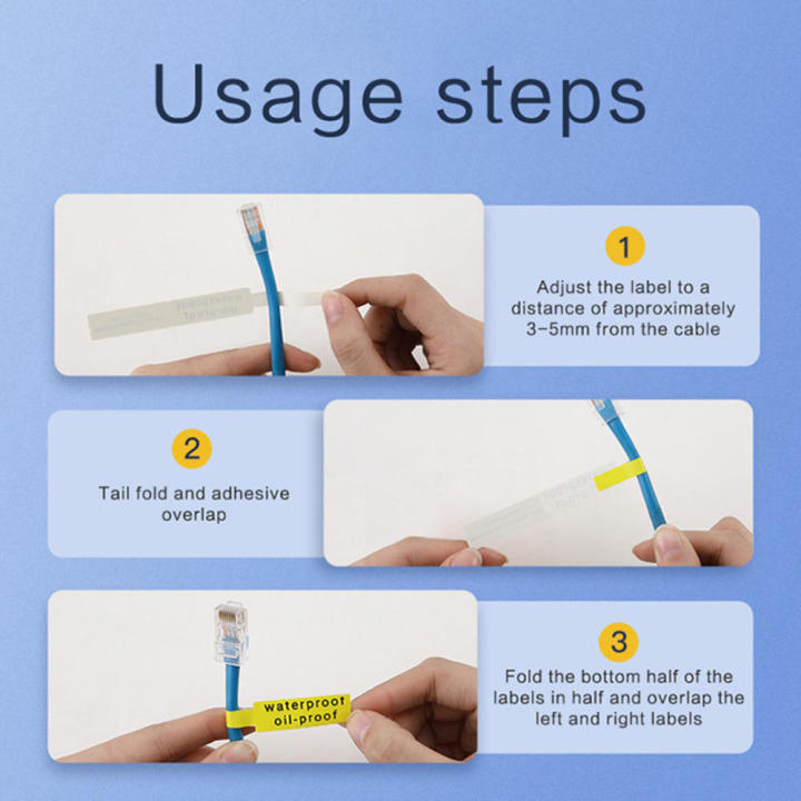 Thermal pp Cable Labels Adhesive Wire Tags Cord Labels Stickers for Office Organization Home Labeling Electronics Marking Data Center Management Cable Identification