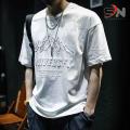 Men's drop shoulder embossed printed t-shirt. 