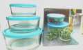 Storage Bowl Set of 3 Transparent Glass With Plastic Lid. 