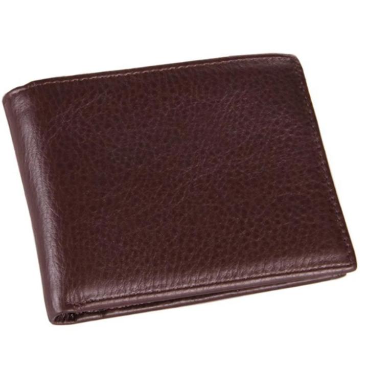 Brown & Black Leather Wallet For Men Three Compartment Bifold Wallet