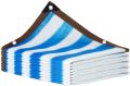 Blue/white Sun Shade Net, High Quality, 90% Sun Protection Shade Net UV Resistant, Privacy Screen Fence for Garden Balcony Greenhouse. With loops & rings on every 3 feet distance on sides and double stitched sides with cotton nawar.. 