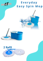 Rotating Spin Mop Magic Home Easy Mop 360 with Steel Bucket & Wheels -Complete Floor Cleaning System 2 Microfiber Mophead, Adjustable Handle, and Durable Spin Compartment. 