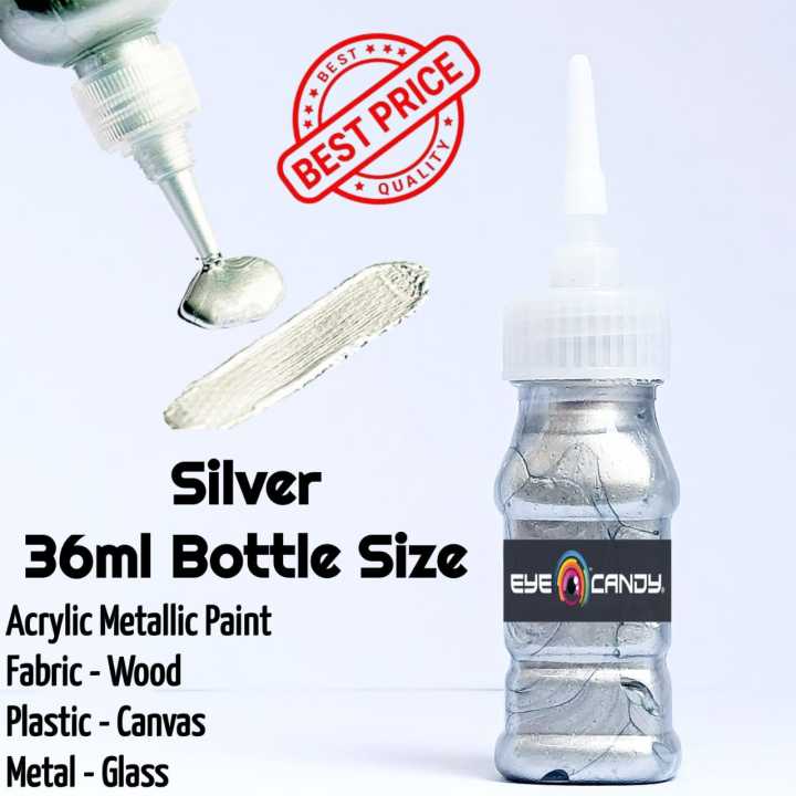 Eye Candy Pigments - Silver Metallic Acrylic Paint - Permanent Waterproof Paint 36ml - Non-fading DIY Painted Paint