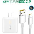 Oppo Original 65W Flash SUPER VOOC USB Charger |Wall Charger Adapter With USB to Type-C Cable for Oppo (Adapter & Cable). 