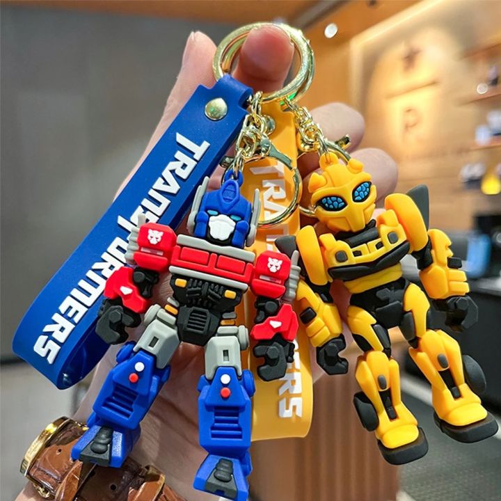 Cartoon Movie Transformer Key Chain Optimus Prime bumblebee robot Key Chains Silicone Car Key Chain Bag Pendant Keyring Friends