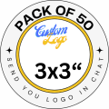 Custom logo- pack of 50 - 1 inch to 3 inch sizes available- send logo in chat box- branding your small business. 