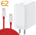 EZone OEM Warp Charge 65 with Dual Type C Cable | 65Watt Power Adapter with Type C Cable | 65W OnePlus Charger | 65W Warp Charger USB-C | 65W PD Fast Charger with Type C to Type C Cable Compatible for OnePlus 8T / 9 / 9 Pro / 10 Pro. 