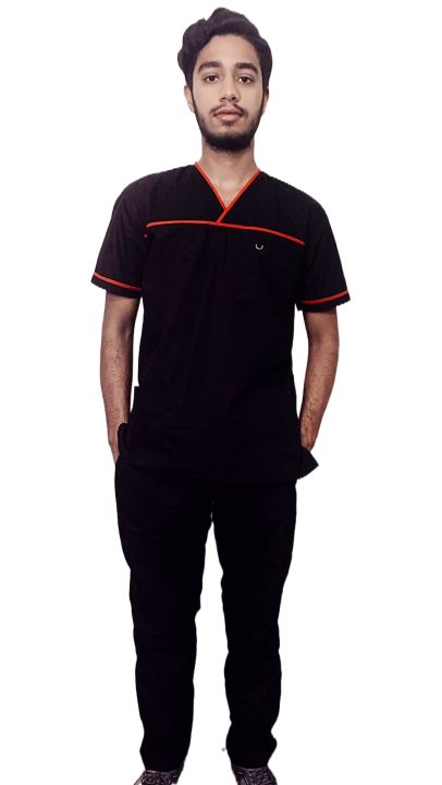 doctors%20outfit%20OT%20uniform%20kit%20outfit%20for%20nursing%20staff%20cross%20neck%20black%20-%20Image%203