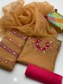 3 piece unstitched Dress for women & Girls beautifull embroidery work handemade design PINK colour suit for girls. 