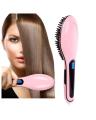 HQT906 - Digital Hair Straightner Brush - Pink. 